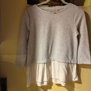 LOFT Gray Striped Cottagecore Layered Top Size SP NWOT